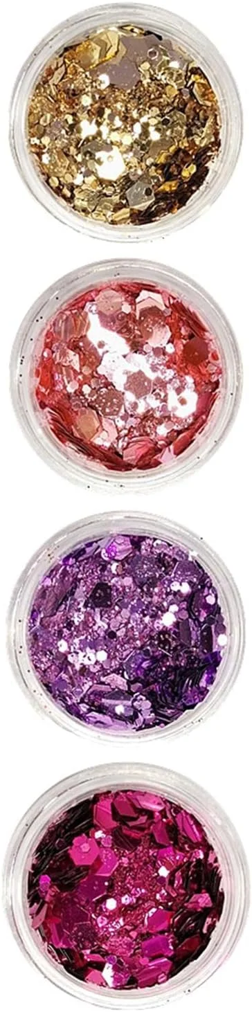 4 تکه پولک های درشت و براق برای ساخت لاک ناخن DIY، استایل B