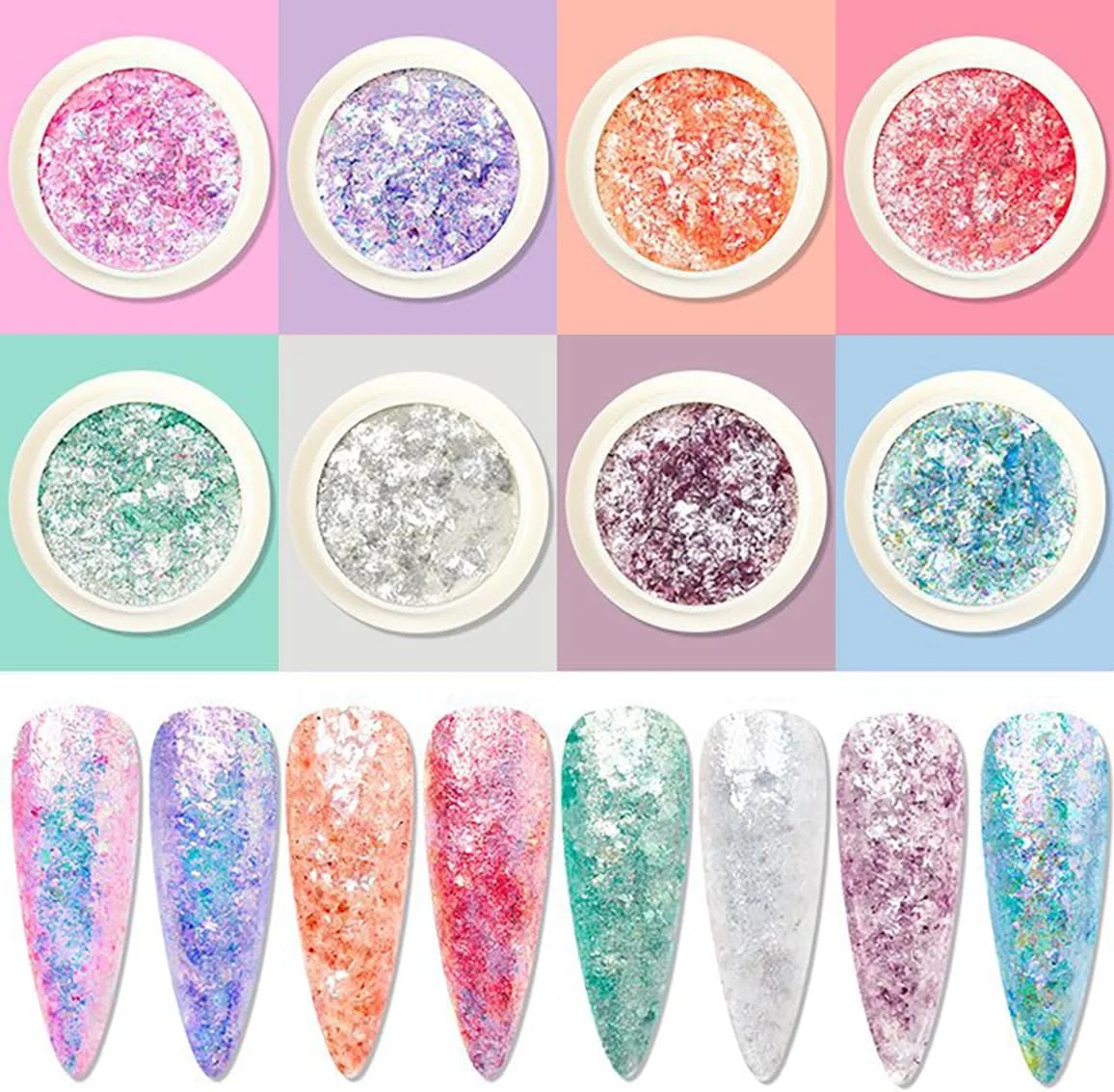 تکه های فویل طراحی ناخن برانسون، برچسب های اکلیلی تکه های فویل ناخن، بطری فویل ناخن رنگی مخلوط تزئینات اکلیلی سه بعدی، لوازم جانبی طراحی DIY برای ناخن DIY/آرایش/صنایع دستی/طراحی ناخن BGF03