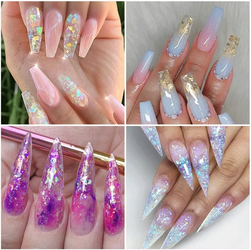 تکه های فویل طراحی ناخن برانسون، برچسب های اکلیلی تکه های فویل ناخن، بطری فویل ناخن رنگی مخلوط تزئینات اکلیلی سه بعدی، لوازم جانبی طراحی DIY برای ناخن DIY/آرایش/صنایع دستی/طراحی ناخن BGF03