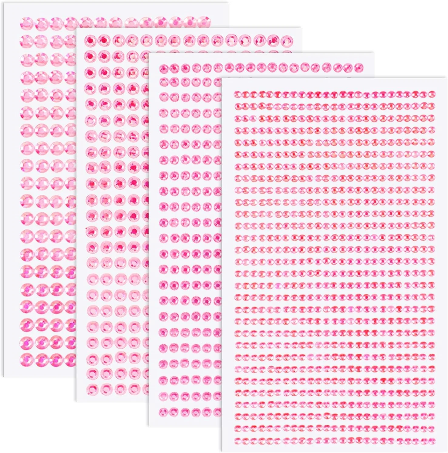 برچسب های نگین دار اکلیلی خودچسب، 7 ورق، نگین های بدلی صورتی، سنگ های قیمتی، 3/4/5/6 میلی متر، الماس های اکلیلی برای آرایش صورت، تزئینات ناخن و لوازم جانبی تعطیلات
