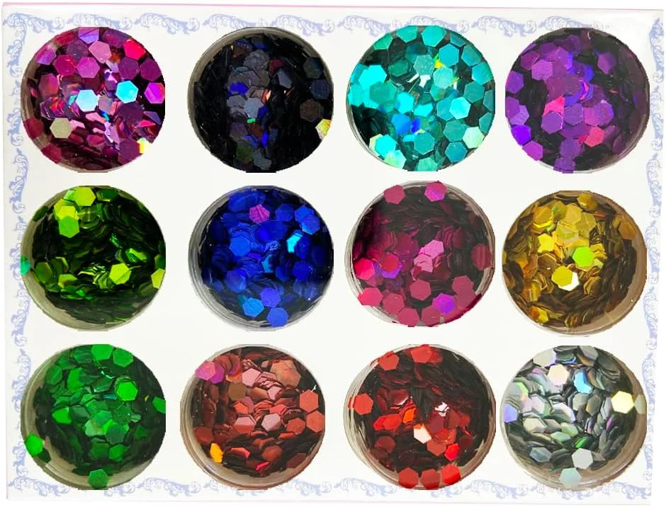 اکلیل، 12 رنگ اکلیل فستیوالی برای صورت، بدن، لوازم جانبی اکلیلی برای ناخن، چشم، لب، مو، بدن، آرایش هالووین، آرایش، لیزر، اکلیل-3