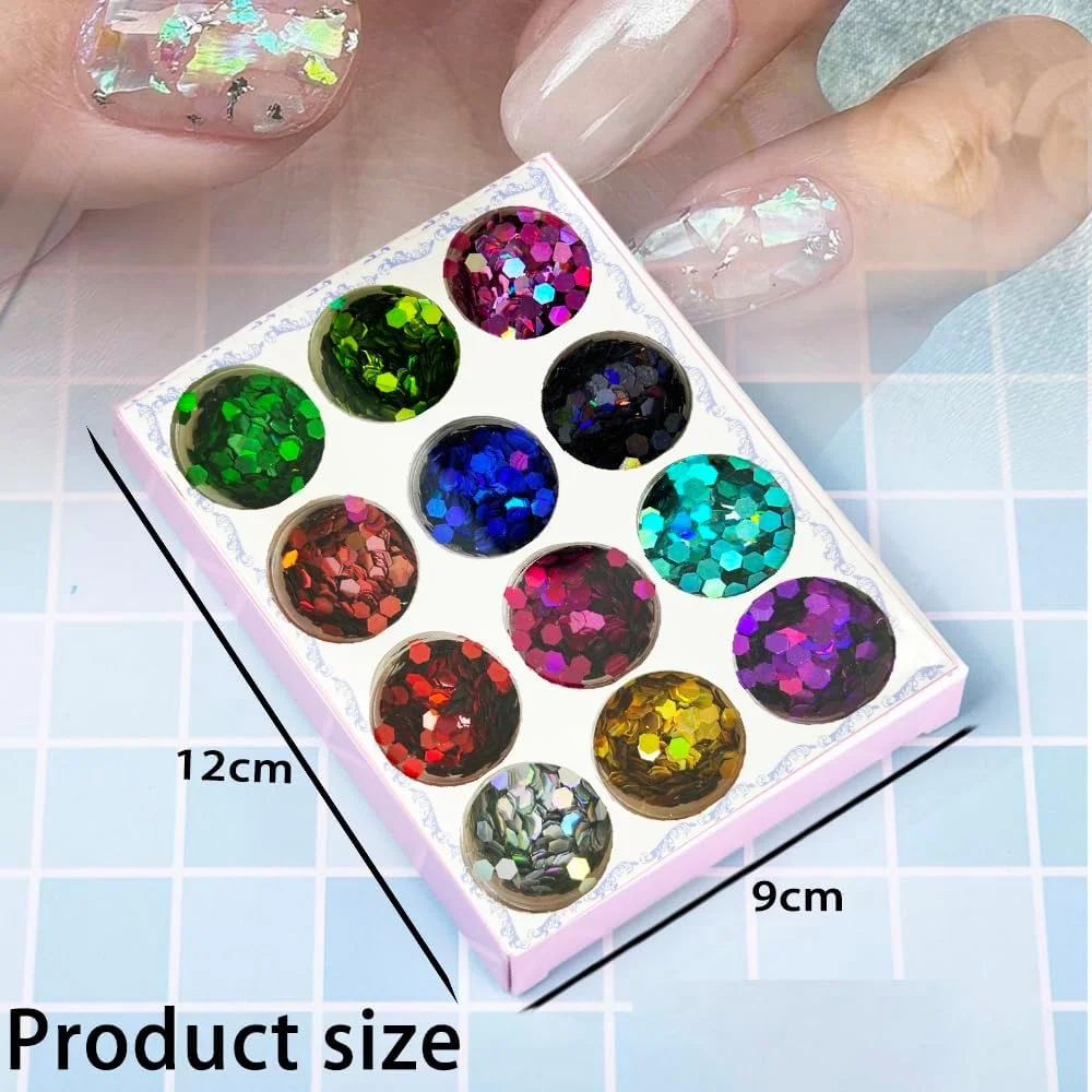 اکلیل، 12 رنگ اکلیل فستیوالی برای صورت، بدن، لوازم جانبی اکلیلی برای ناخن، چشم، لب، مو، بدن، آرایش هالووین، آرایش، لیزر، اکلیل-3