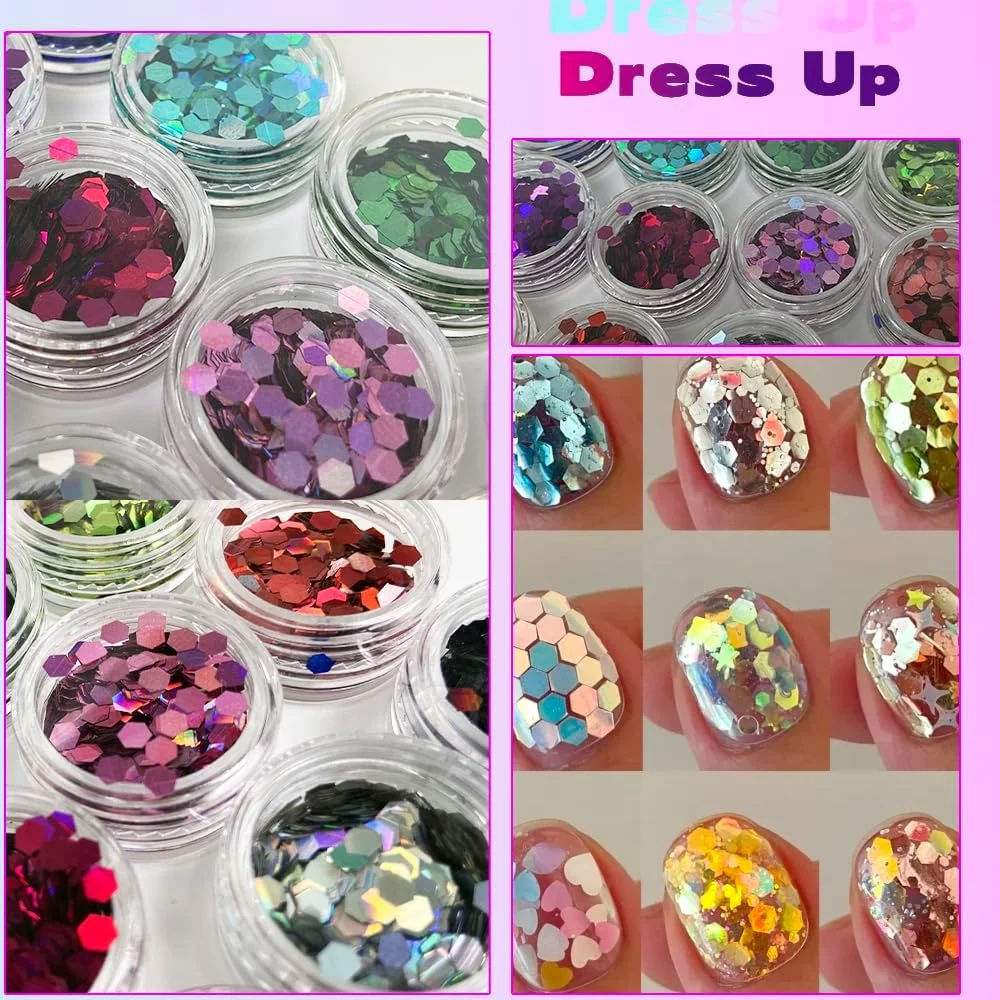 اکلیل، 12 رنگ اکلیل فستیوالی برای صورت، بدن، لوازم جانبی اکلیلی برای ناخن، چشم، لب، مو، بدن، آرایش هالووین، آرایش، لیزر، اکلیل-3