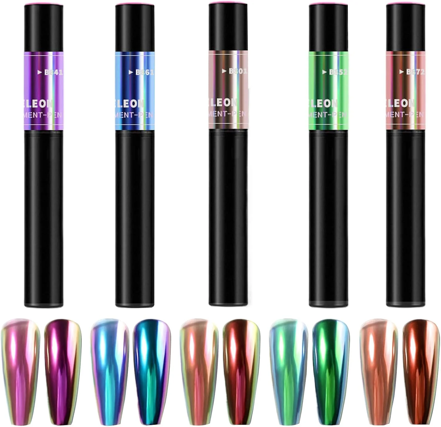 پودر کروم ناخن ژلی، قلم پودر براق ناخن ژلی | لوازم جانبی هنر مانیکور، ست 5 تایی تزئین ناخن مصنوعی براق برای بانوان پودر کروم ناخن ژلی، قلم پودر براق ناخن ژلی | لوازم جانبی هنر مانیکور، ست 5 تایی تزئین ناخن مصنوعی براق برای بانوان