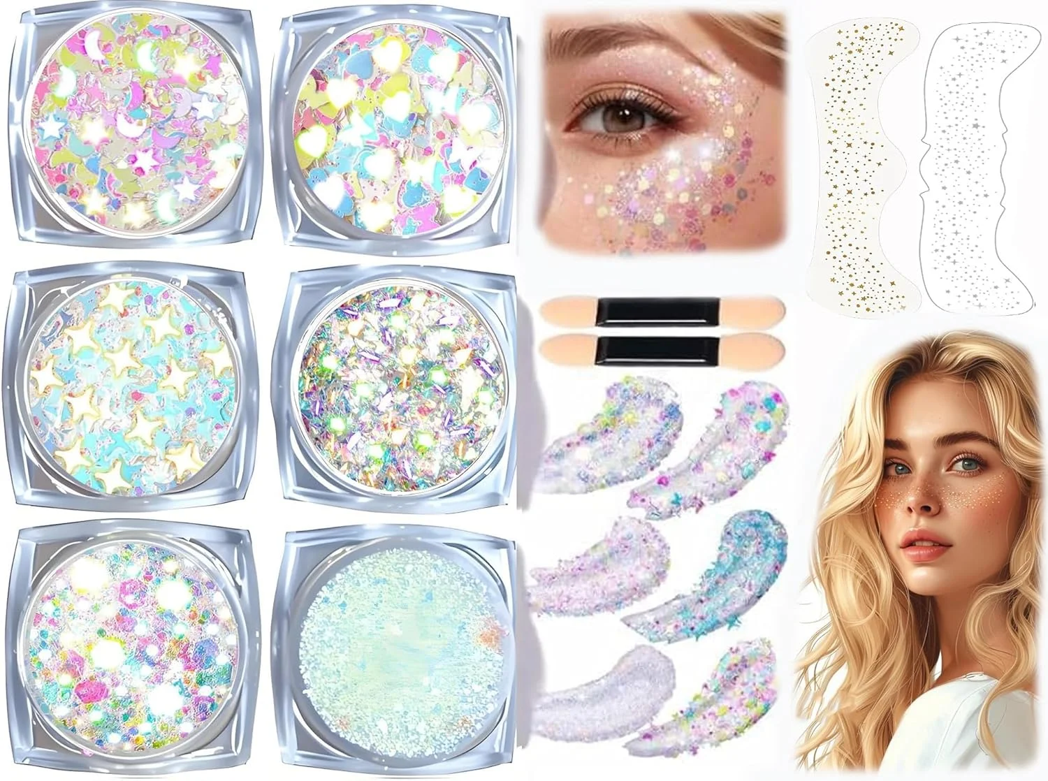 اکلیل صورت برای لباس های فانتزی جشن + 2 تکه اکلیل طلایی آرایشی صورت، بدن برای هنر ناخن و بدن، مو، پولک و لوازم جانبی آرایش زنانه (سفید براق) اکلیل صورت برای لباس های فانتزی جشن + 2 تکه اکلیل طلایی آرایشی صورت، بدن برای هنر ناخن و بدن، مو، پولک و لوازم جانبی آرایش زنانه (سفید براق)