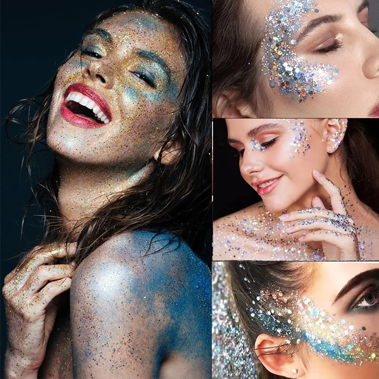 اکلیل صورت برای لباس های فانتزی جشن + 2 تکه اکلیل طلایی آرایشی صورت، بدن برای هنر ناخن و بدن، مو، پولک و لوازم جانبی آرایش زنانه (سفید براق)