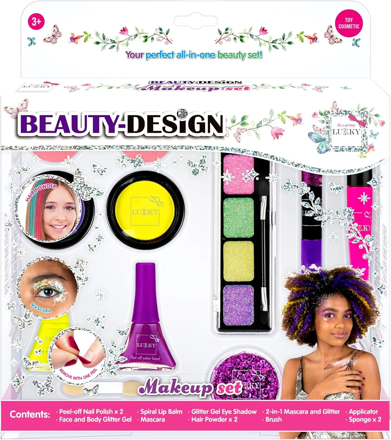 ست طراحی آرایشی لوکی همه در یک - مجموعه ۱۳ عددی لوازم آرایش برای دختران، شامل ژل سایه چشم، بالم لب، لاک ناخن، پودر مو، اکلیل و لوازم جانبی، لوازم آرایشی اسباب بازی برای ۳ سال به بالا ست طراحی آرایشی لوکی همه در یک - مجموعه ۱۳ عددی لوازم آرایش برای دختران، شامل ژل سایه چشم، بالم لب، لاک ناخن، پودر مو، اکلیل و لوازم جانبی، لوازم آرایشی اسباب بازی برای ۳ سال به بالا