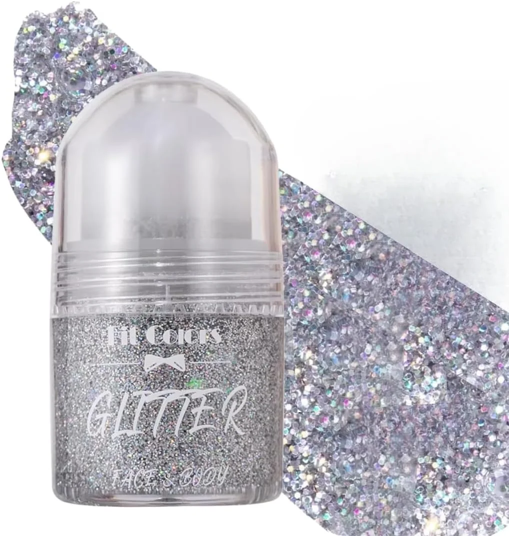 ژل اکلیلی رولی صورت و بدن NIKITA.VIVI ۲۵ میلی لیتر (شماره ۷ نقره ای)، ژل اکلیلی بادوام برای مو، گوش، ناخن، بدن و گردن، آرایش اکلیلی هولوگرافیک با رنگدانه بالا و استفاده آسان