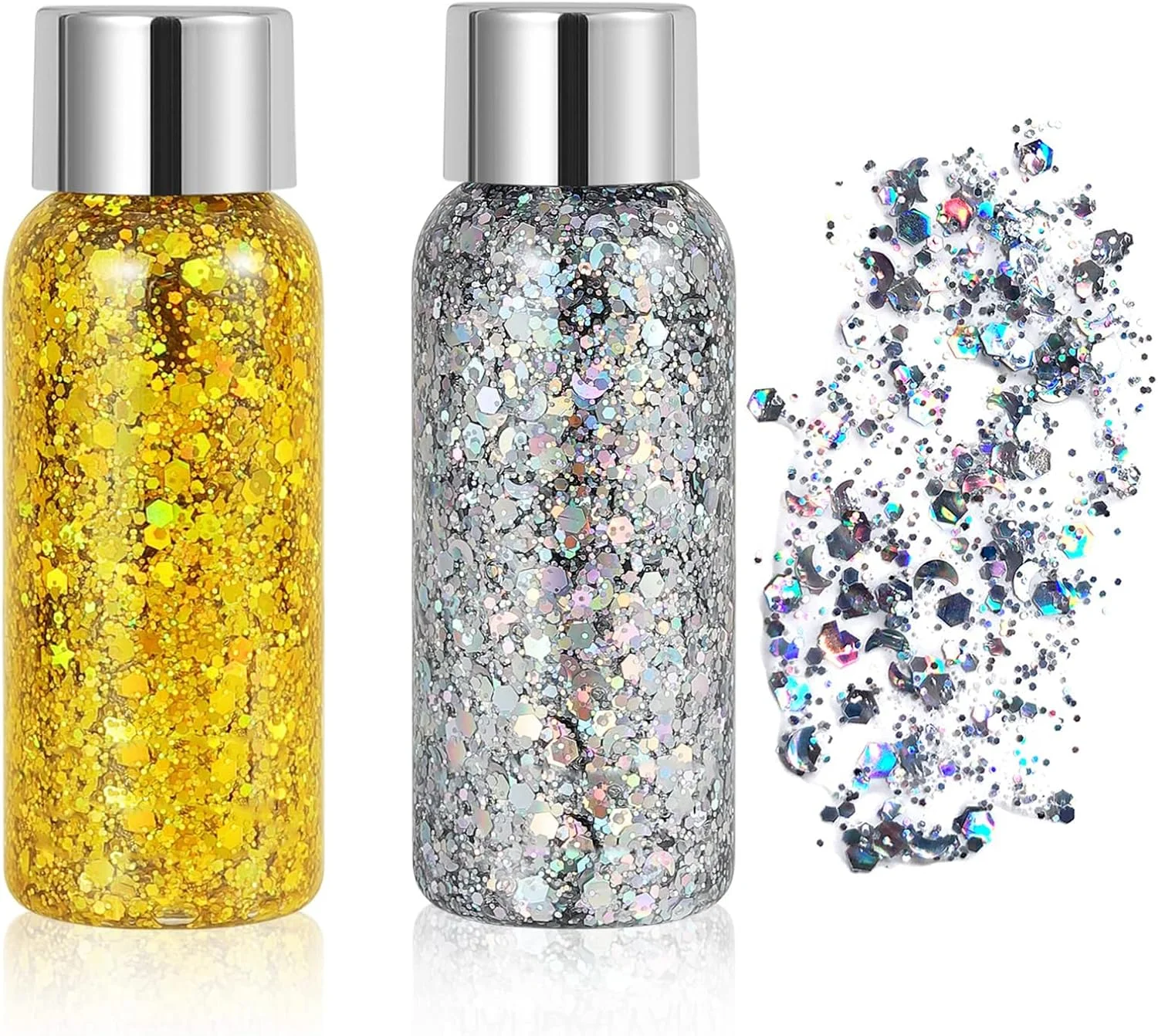 ژل اکلیلی بدن MAKINGTEC، با پولک های پری دریایی، ماندگاری طولانی، آرایش مایع اکلیلی هولوگرافیک برای بدن بانوان، ژل اکلیلی ضد آب برای صورت