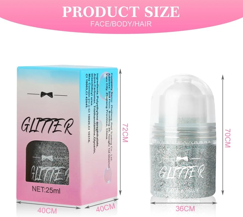 ژل اکلیلی رولی بدن LOPHE، ژل اکلیلی هولوگرافیک، تغییر رنگ، پولک های پری دریایی درخشان، برای لوازم جانبی جشن ها و صورت، ناخن ها، چشم ها، لب ها (نقره ای)