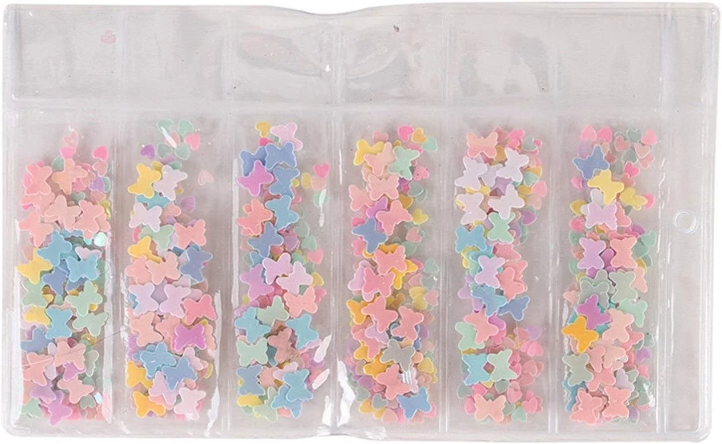 یک بسته تزئین ناخن اکلیل رنگارنگ سه بعدی طرح شکوفه گیلاس، پروانه و قلب توخالی، تزئینات زیبای ناخن مانیکور 8.2x13.2 سانتی متر (رنگ: پروانه)