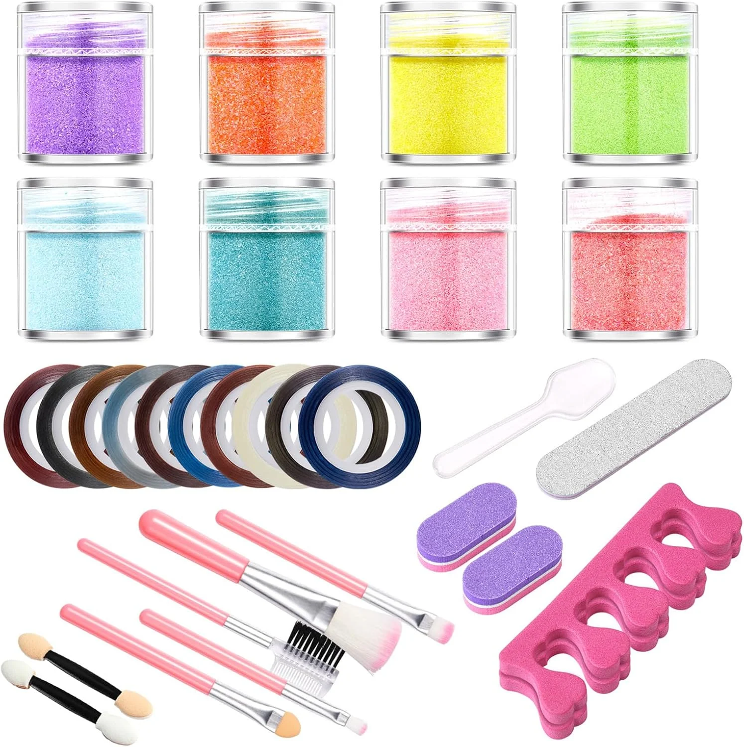 ست اکلیل های طراحی ناخن، ست برس ها، لوازم مانیکور و تزئینات