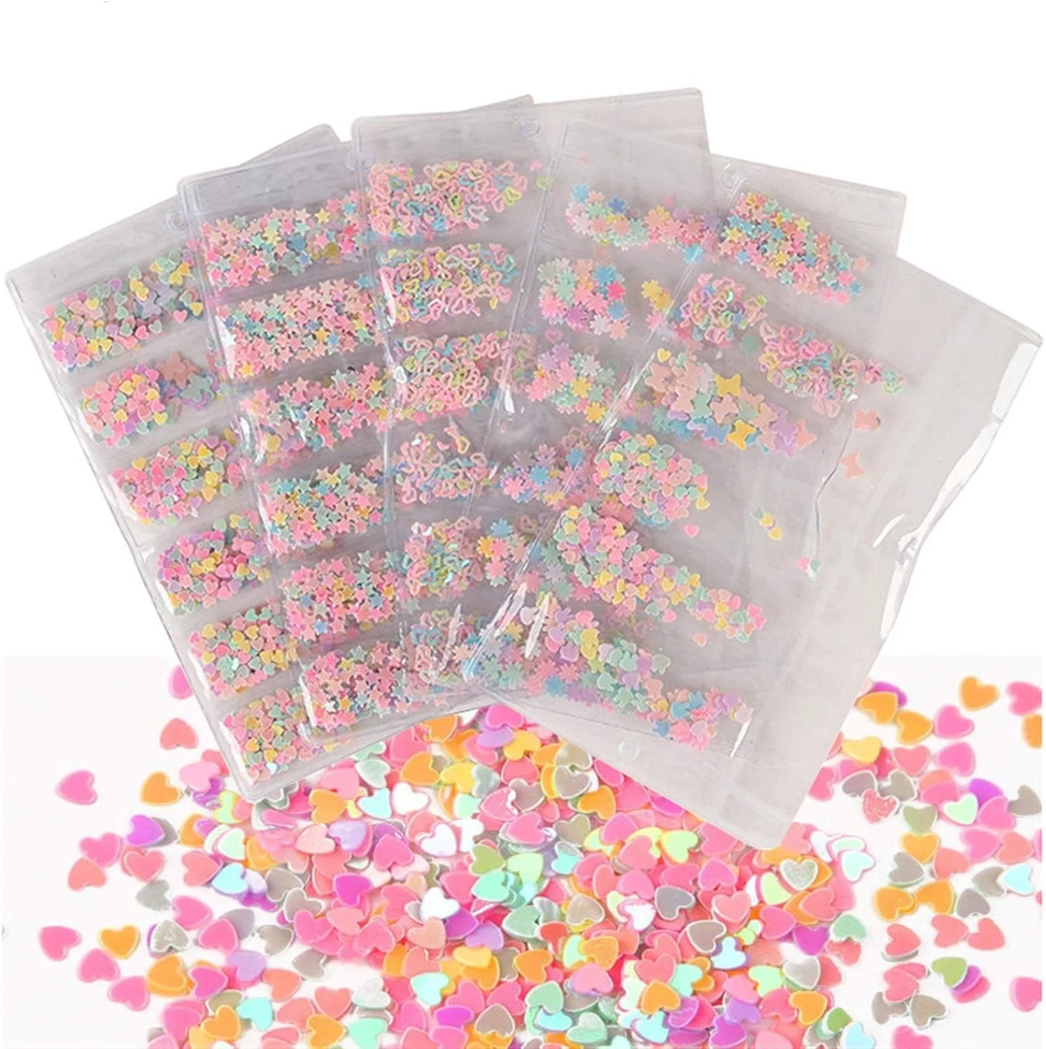 یک بسته تزئین ناخن اکلیل رنگارنگ سه بعدی طرح شکوفه گیلاس، پروانه و قلب توخالی، تزئینات زیبای ناخن مانیکور 8.2x13.2 سانتی متر (رنگ: پروانه)