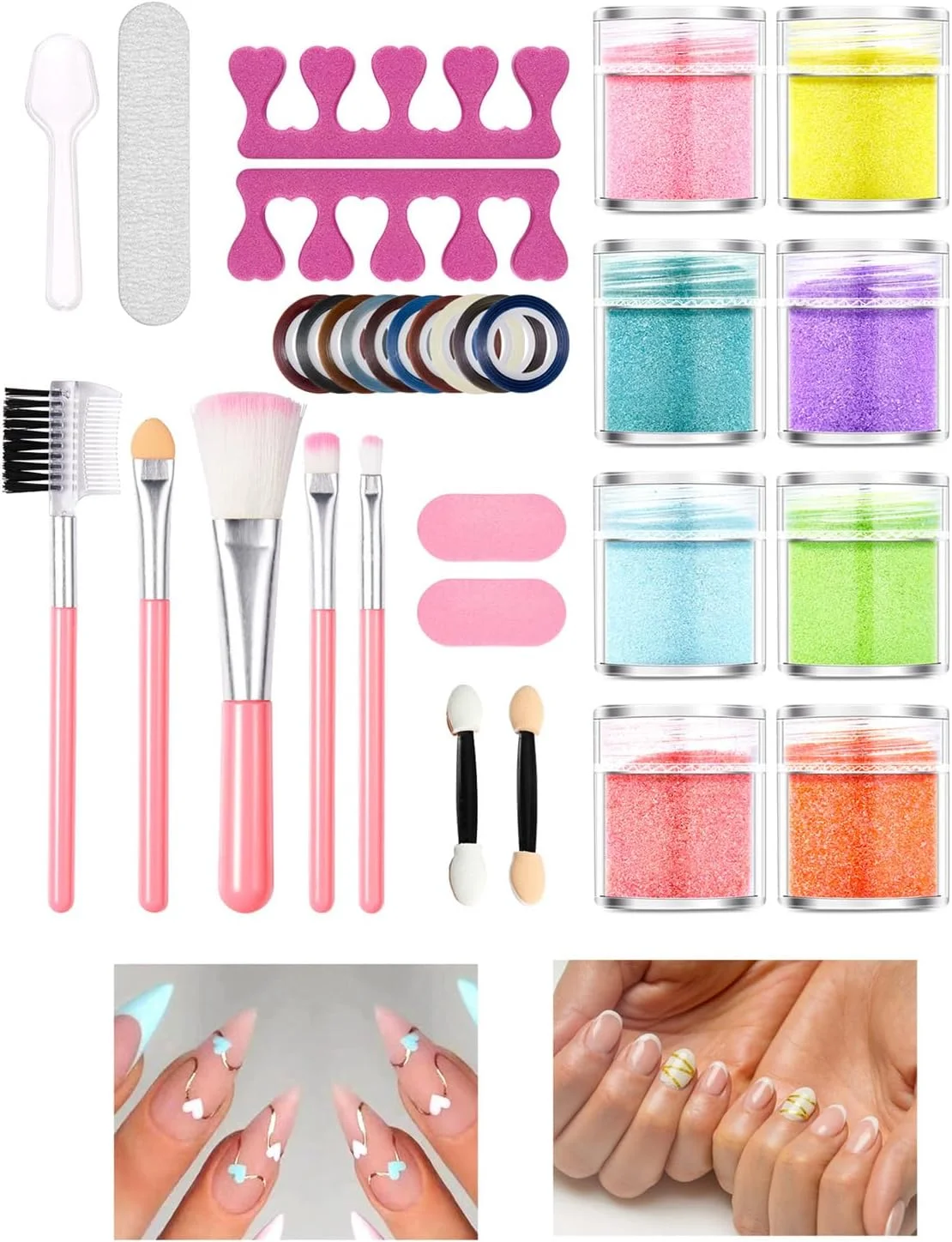 ست اکلیل های طراحی ناخن، ست برس ها، لوازم مانیکور و تزئینات