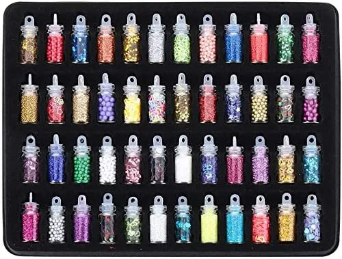 ست چه‍ل و هشت تایی اکلیل و پولک ناخن چند رنگ برای رزین، جواهرسازی، قالب سازی و طراحی ناخن