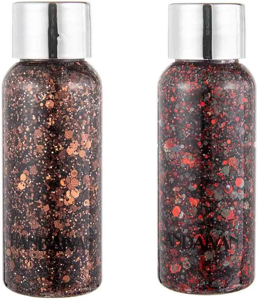 بسته دو عددی ژل اکلیلی بدن MAKINGTEC، ژل اکلیلی هولوگرافیک ماندگار برای مو، بدن، ناخن، ضد آب، آرایش اکلیلی مایع بدن در 9 رنگ برای بانوان