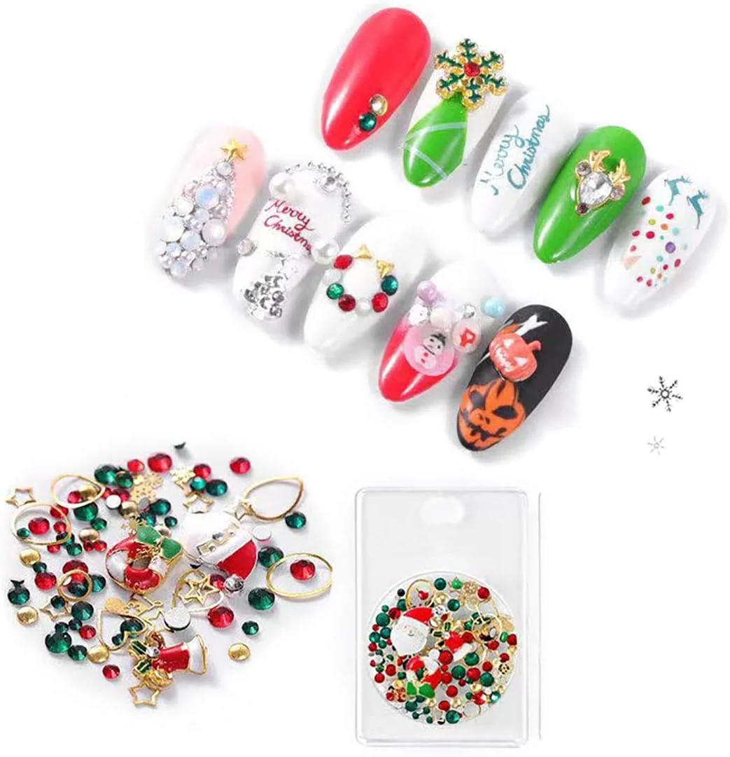 تزئینات ناخن کریسمس Honey Joy، بسته 1 عددی، طرح های سه بعدی فلزی، اکلیل، نگین، طرح های بابانوئل، گوزن شمالی، آدم برفی، لوازم جواهرات ناخن، HJ-ND104 (HJ-ND104-No.1)