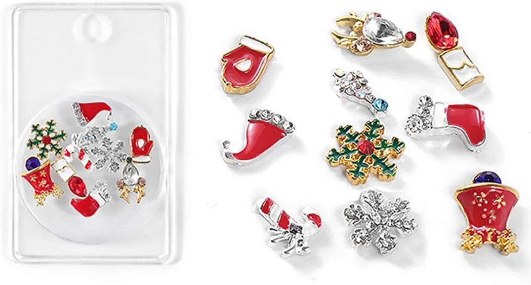 تزئینات ناخن کریسمس Honey Joy، بسته 1 عددی، طرح های سه بعدی فلزی، اکلیل، نگین، طرح های بابانوئل، گوزن شمالی، آدم برفی، لوازم جواهرات ناخن، HJ-ND104 (HJ-ND104-No.1)