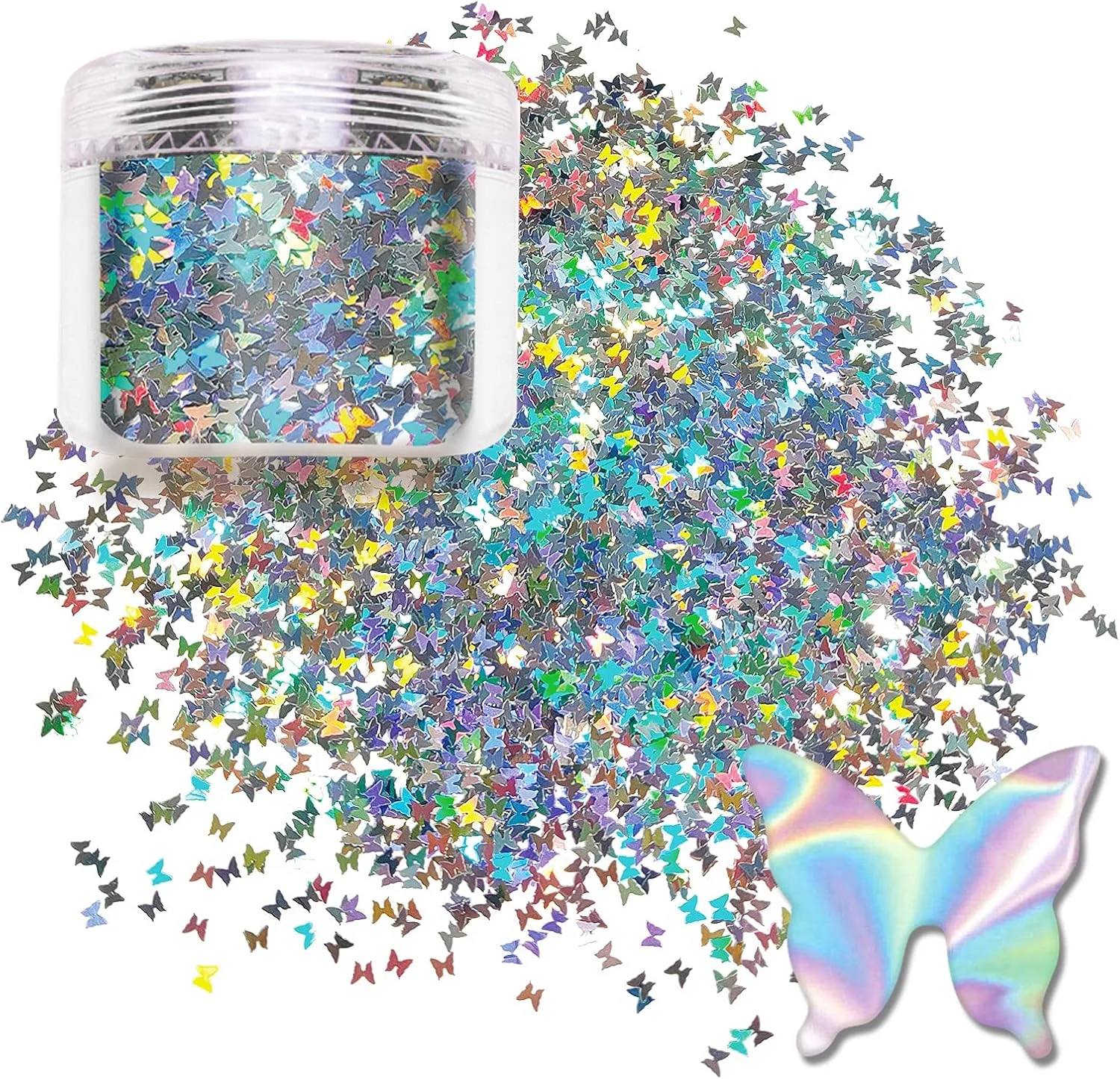 پولک ناخن طرح پروانه لیزری درخشان Laza، بسته بزرگ و مقرون به صرفه