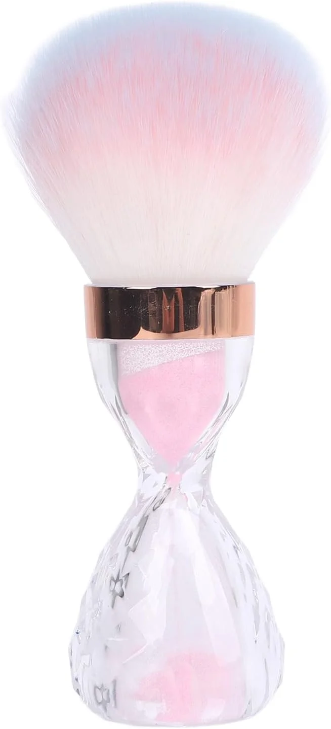 برس گردگیری ناخن، برس نرم پاک کننده پودر با دسته ارگونومیک برای آرایش و گردگیری ناخن، مناسب برای استفاده اکریلیک و درخشش (صورتی)