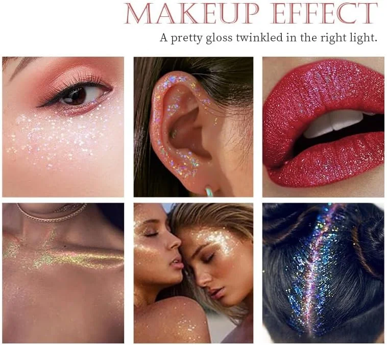 ژل اکلیلی بدن و صورت در 3 رنگ، آرایش اکلیلی هولوگرافیک با گرید آرایشی، لوازم آرایش اکسسوری جشن و مهمانی، ژل اکلیلی درشت پری دریایی درخشان برای مهمانی هنری