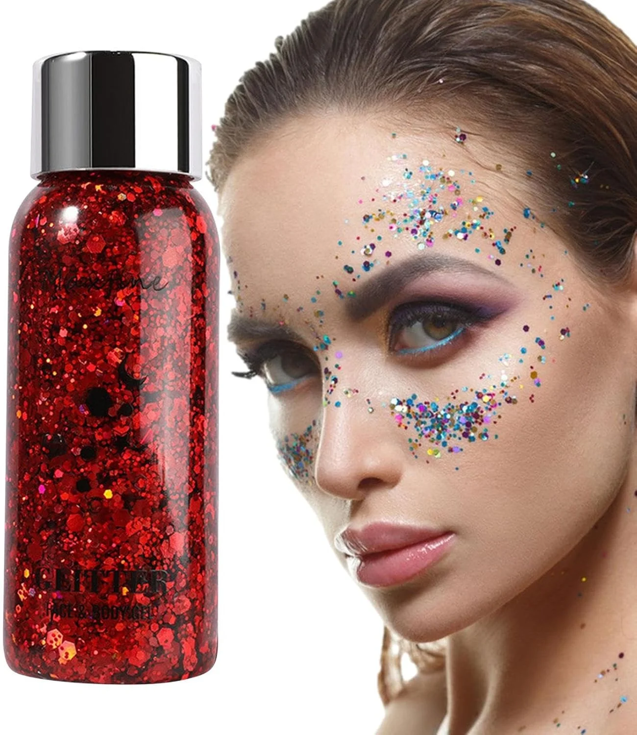 سایه چشم اکلیلی مایع | ژل اکلیلی صورت پری دریایی - چسب پولک اکلیلی مایع درشت هولوگرافیک ماندگار برای آرایش سایه چشم مو ناخن اسلایم کاردستی