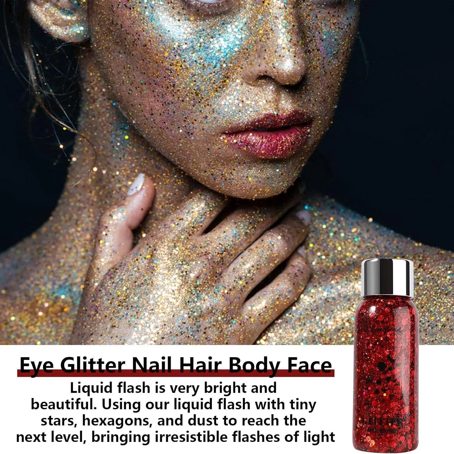 سایه چشم اکلیلی مایع | ژل اکلیلی صورت پری دریایی - چسب پولک اکلیلی مایع درشت هولوگرافیک ماندگار برای آرایش سایه چشم مو ناخن اسلایم کاردستی