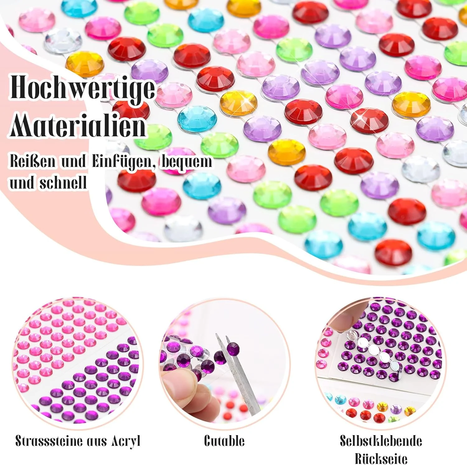 بسته 3640 عددی نگین های اکلیلی خودچسب، مهره های نیم دایره ای رنگارنگ، آرایش صورت، طراحی ناخن، مهره های صنایع دستی، دکوراسیون منزل، DIY، اسکرپ بوک، جواهرات، 6 میلی متر