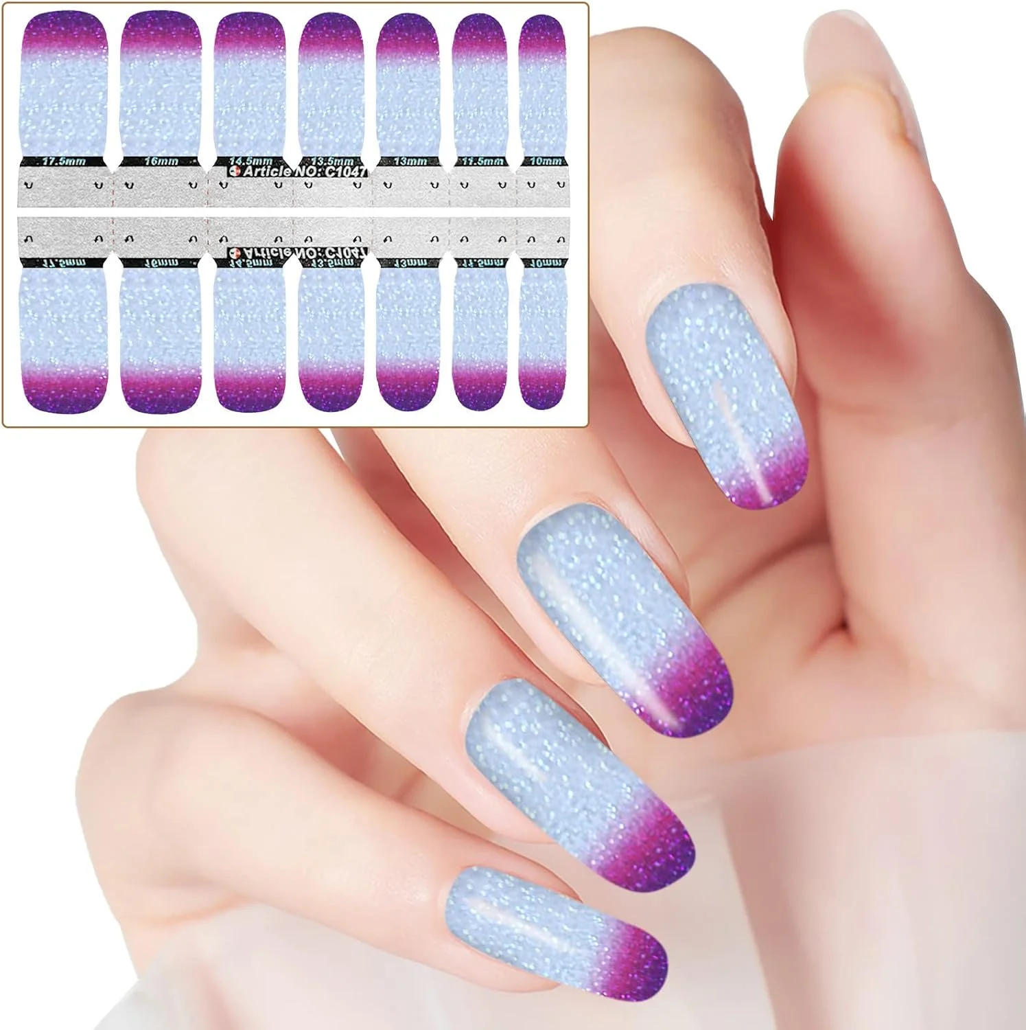 برچسب ناخن رنگ گرادیانی اکلیلی پوشش کامل برچسب لاک نوارهای برگردان ست برچسب ناخن خودچسب برای زنان و دختران