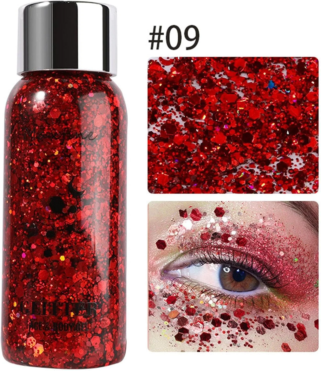 سایه چشم اکلیلی مایع | ژل اکلیلی صورت پری دریایی - چسب پولک اکلیلی مایع درشت هولوگرافیک ماندگار برای آرایش سایه چشم مو ناخن اسلایم کاردستی