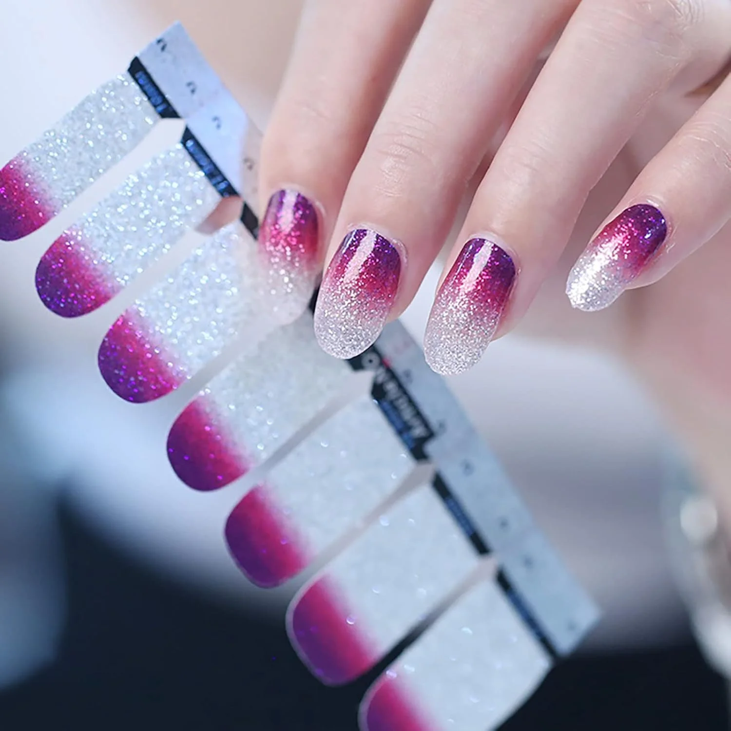 برچسب ناخن رنگ گرادیانی اکلیلی پوشش کامل برچسب لاک نوارهای برگردان ست برچسب ناخن خودچسب برای زنان و دختران