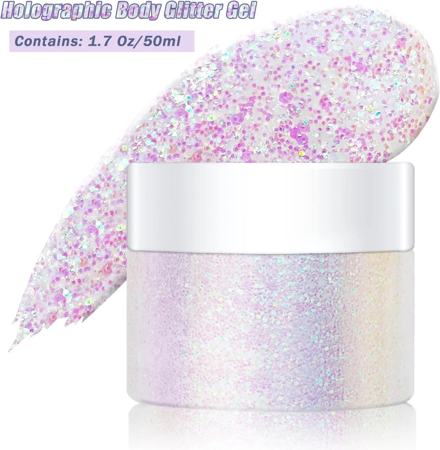 ژل اکلیلی هولوگرافیک بدن برای بدن، صورت، مو، لب، ناخن، سایه چشم، تغییر رنگ ماندگار اکلیل درخشان صورت ژل اکلیلی برای جشنواره ها و مهمانی ها، 50 میلی لیتر (#04)