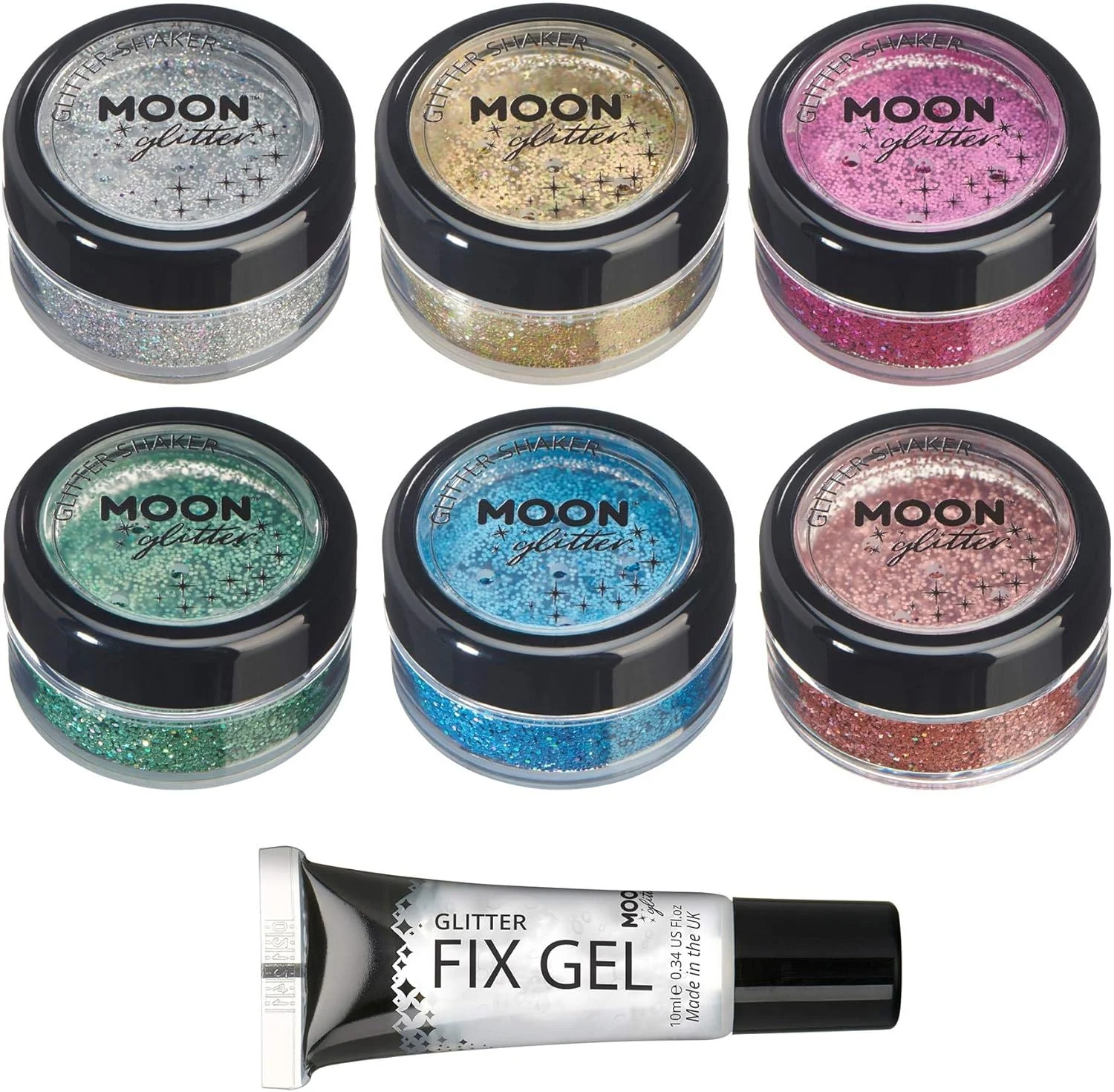 اکلیل های هولوگرافیک ماه - مجموعه 6 رنگ + ژل تثبیت کننده - آرایش جشنواره آرایشی برای صورت، بدن، ناخن، مو، لب - 5 گرم اکلیل های هولوگرافیک ماه - مجموعه 6 رنگ + ژل تثبیت کننده - آرایش جشنواره آرایشی برای صورت، بدن، ناخن، مو، لب - 5 گرم