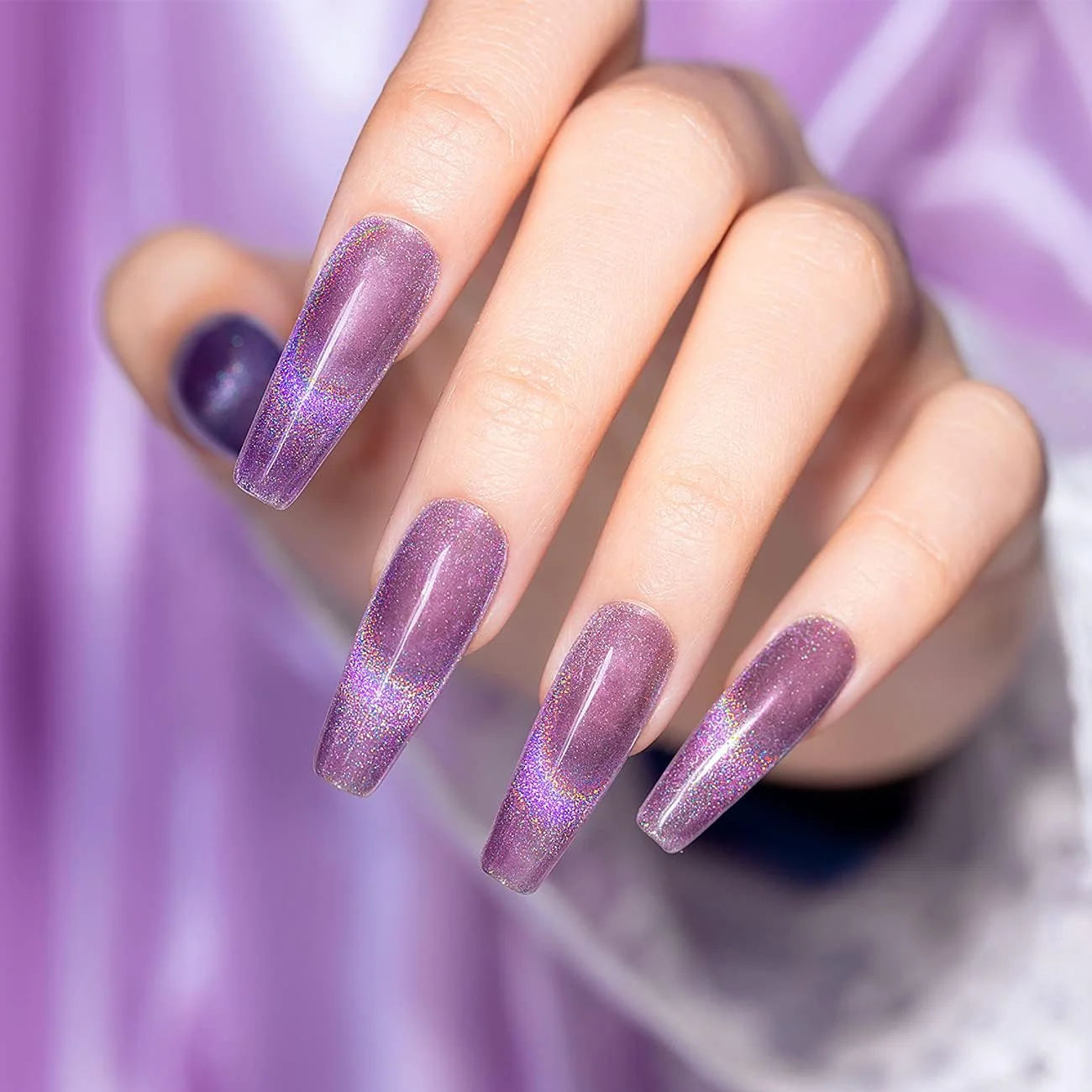 لاک ژل مغناطیسی چشم گربه ای RARJSM - اکلیلی هولوگرافیک بنفش یاسی کهکشانی - خیساندن UV LED برای هنر طراحی ناخن، طرح های سالن و استفاده در خانه - 7.5ML/0.26fl oz