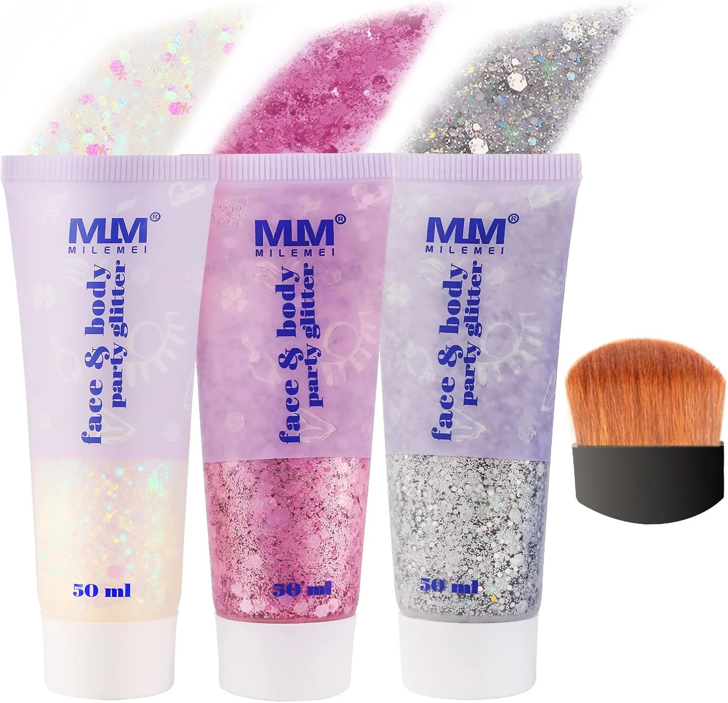 ژل اکلیلی درشت Fawoonu، ژل بدن اکلیلی، اکلیل آرایشی جشنواره، مناسب آرایش صورت، مو، ناخن، سایه چشم مایع پولکی پری دریایی، ماندگاری طولانی، درخشان، 50 میلی لیتر (سفید #06)