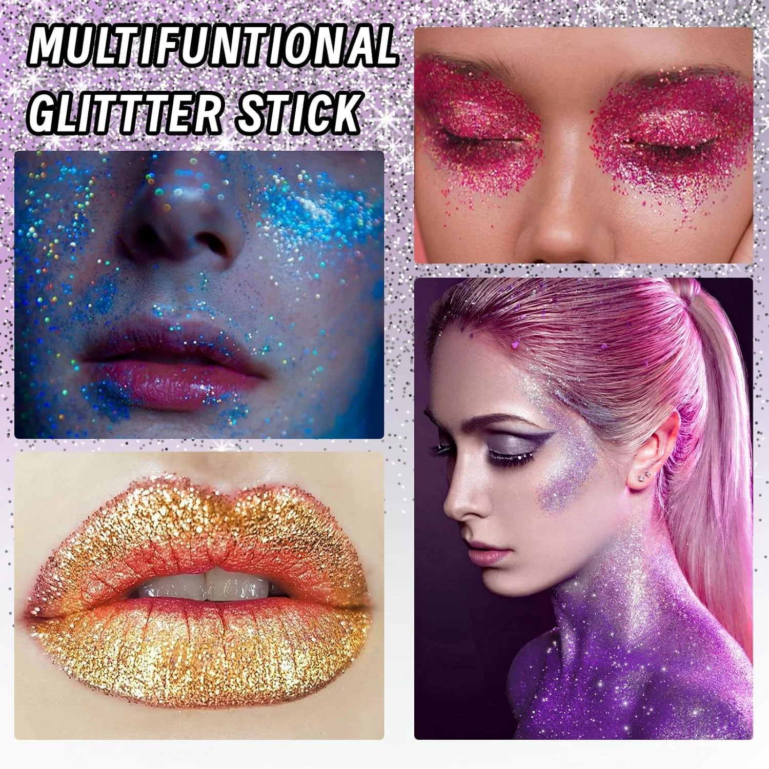 اکلیل بدن، استیک اکلیلی درخشان بدن، ژل اکلیلی صورت، پولک پری دریایی برای مو و ناخن، استیک اکلیلی پولکی درشت، لوازم جانبی جشن و مهمانی، آرایش جشنواره هالووین (#02 صورتی)