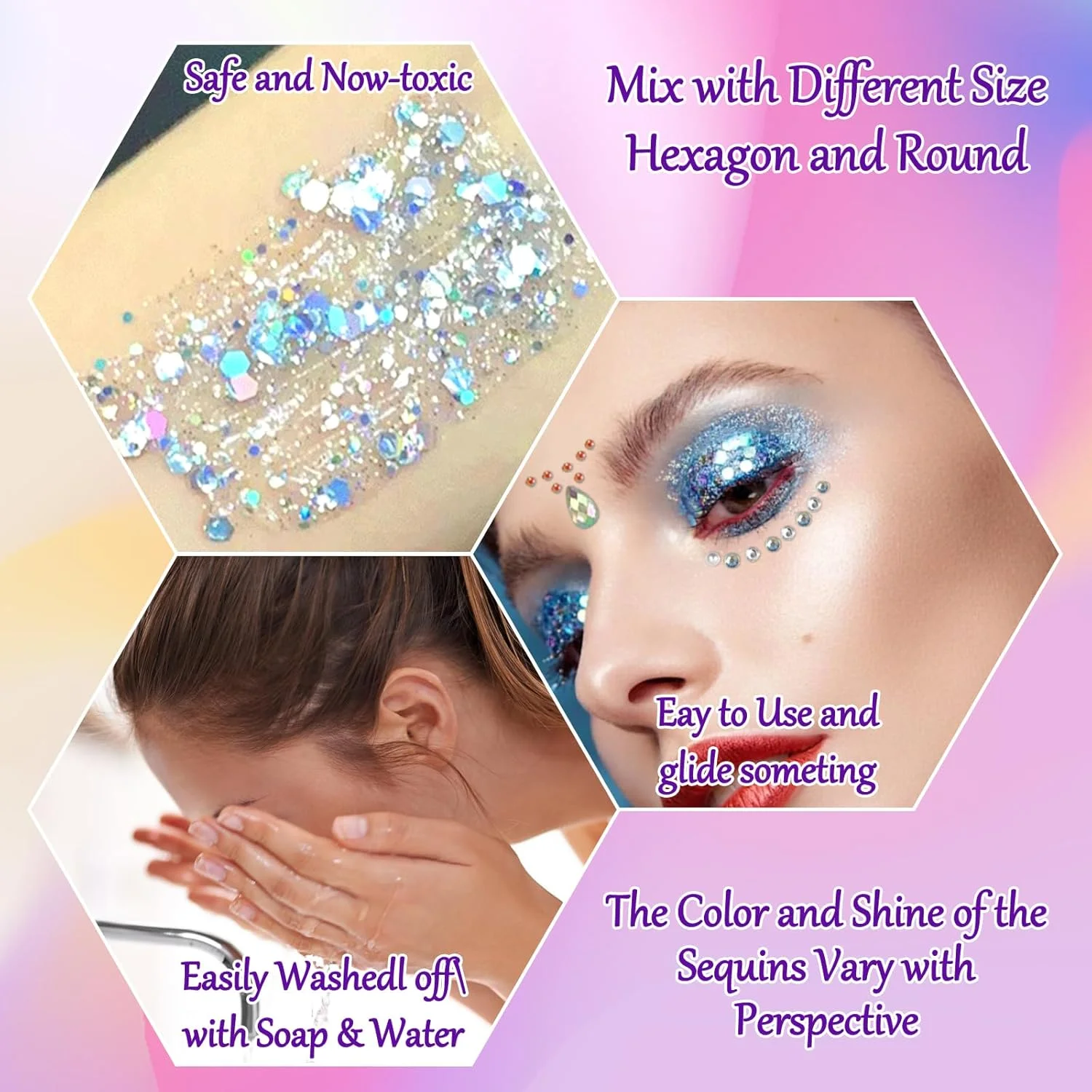 ست سنگ های اکلیلی صورت چسب دار - 617 قطعه سنگ های بدلی اکلیلی و 45 میلی لیتر ژل اکلیلی صورت، مناسب برای جشن ها و مهمانی ها، آرایش صورت، بدن، ناخن ها و لب ها (سفید)