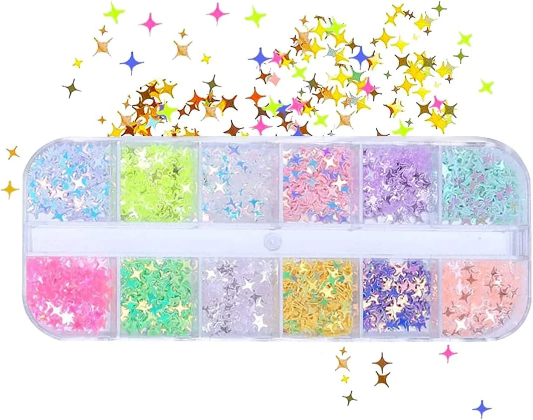 پولک ناخن، پولک اکلیلی 12 رنگ برای کاردستی DIY یا تزئینات نقاشی