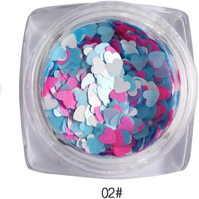 برچسب ناخن اکلیلی، پولک های هنری ناخن، پولک ناخن، طرح قلب، پولک هنری ناخن برای هنر و صنایع دستی، لوازم هنری ناخن، برچسب های تزئینی آرایشی DIY (چند رنگ)