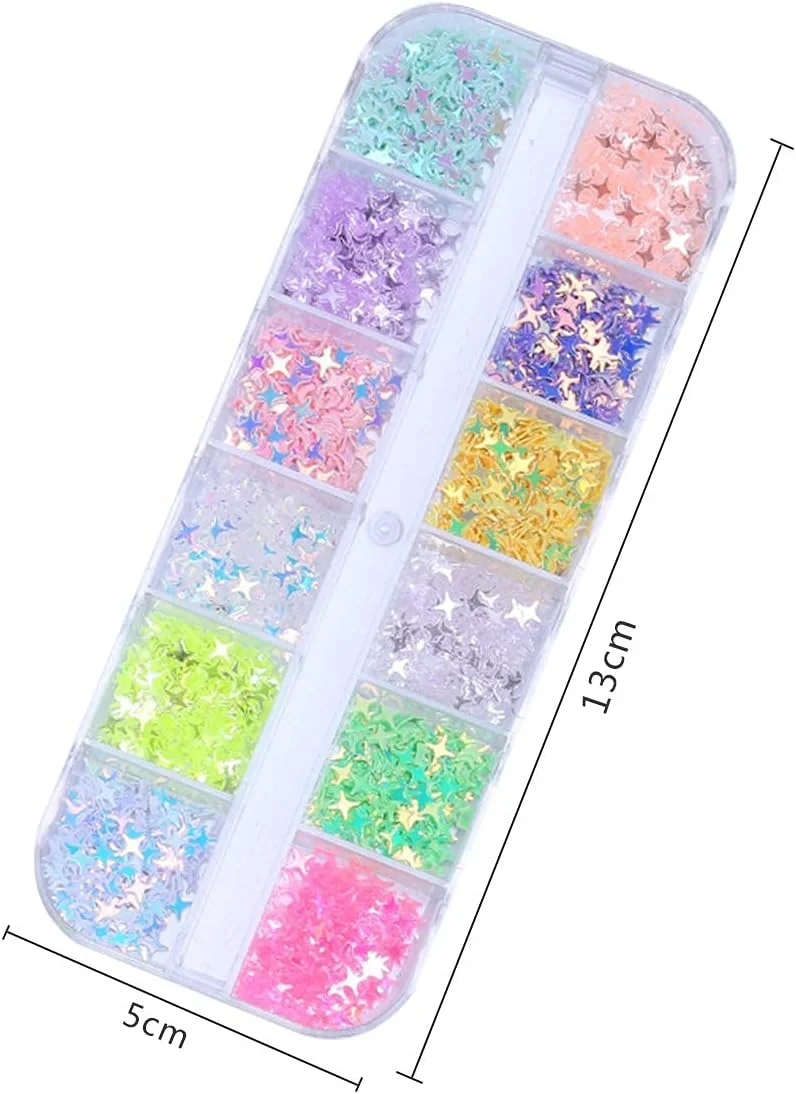 پولک ناخن، پولک اکلیلی 12 رنگ برای کاردستی DIY یا تزئینات نقاشی