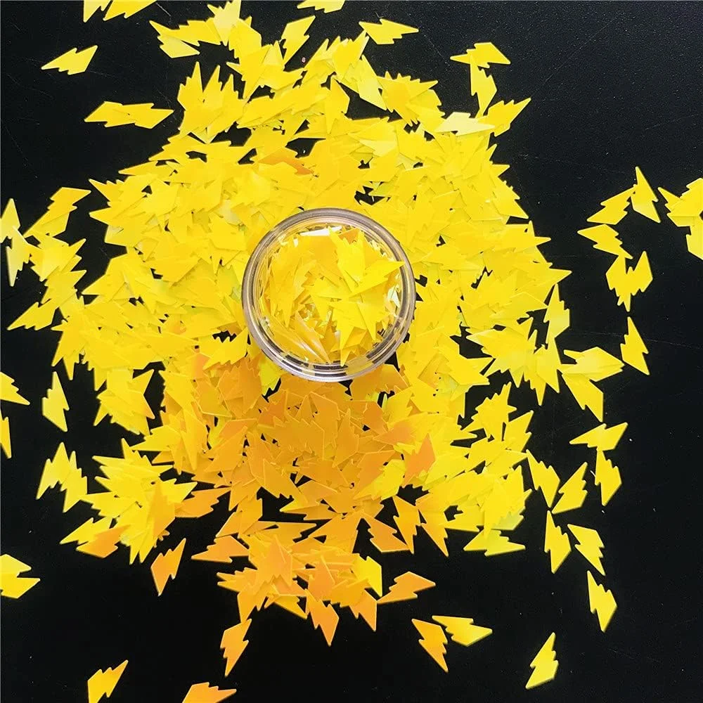 اکلیل پولکی هولوگرافیک طرح رعد و برق برای ساخت زیورآلات رزینی، هنر، صنایع دستی، آرایش ناخن، لوازم تزئینی - بسته 10 گرمی