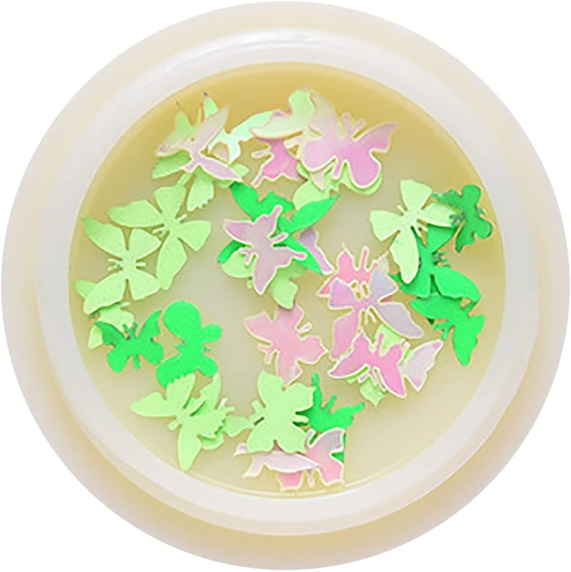 اکلیل طراحی ناخن - پولک های پروانه ای درخشان در تاریکی، پولک ناخن پروانه ای اکریلیک، اکلیل درخشان هولوگرافیک ناخن برای تزئین طراحی ناخن (سبز)