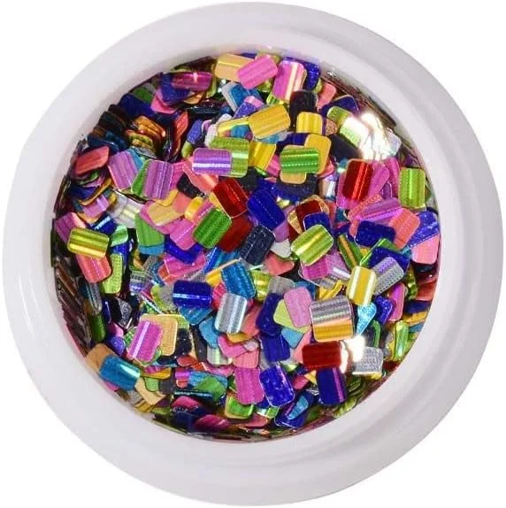 پولک های اکلیلی ناخن طرح مربع/مستطیل/نواری، برچسب های پولکی ناخن، پولک های فوق العاده نازک، لوازم جانبی ناخن برای طراحی ناخن آکریلیک (مستطیل)