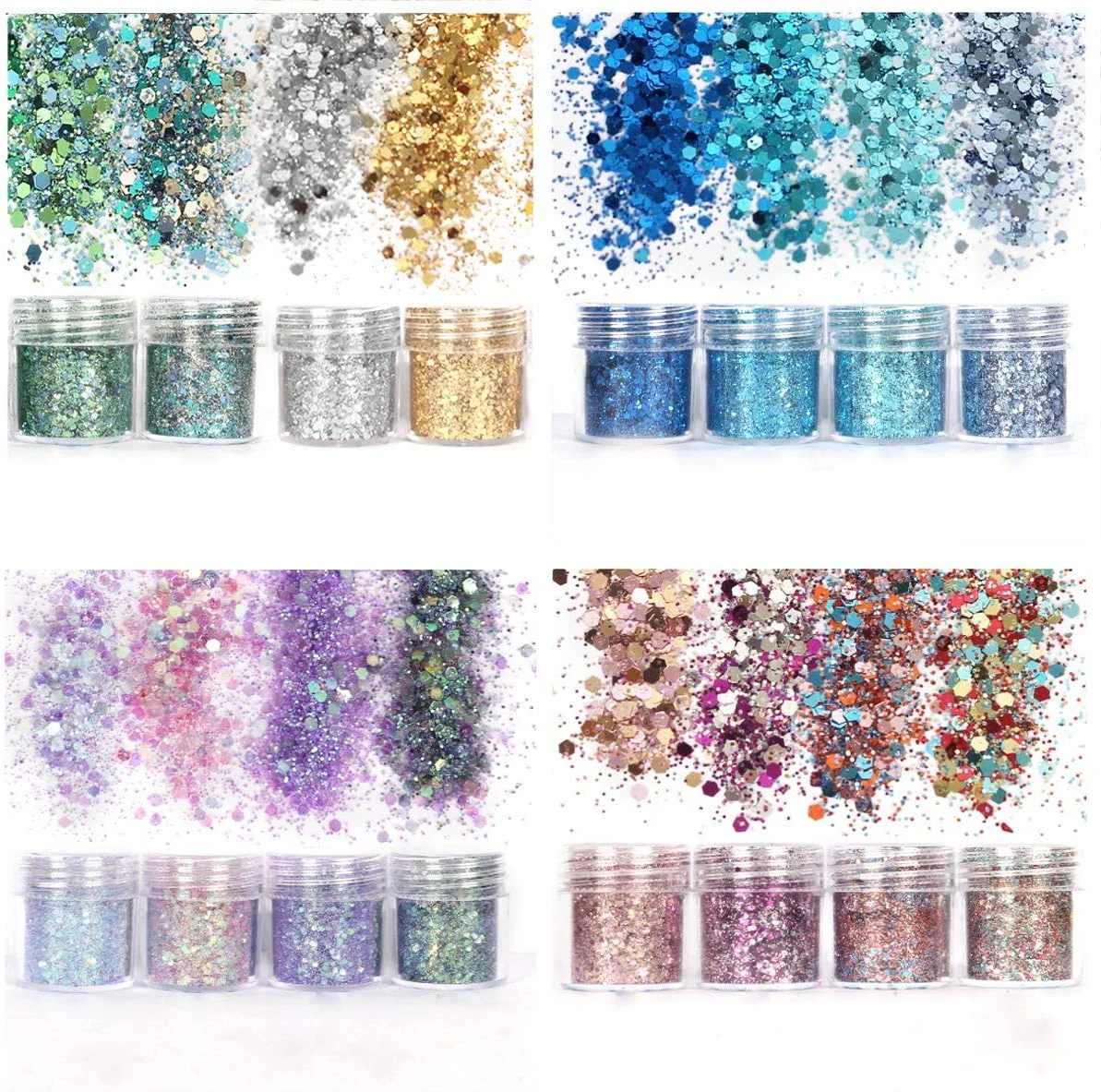 اکلیل بدن 16 رنگ، اکلیل درشت برای آرایش صورت، بدن، مو، طراحی ناخن، اکلیل رنگی ترکیبی