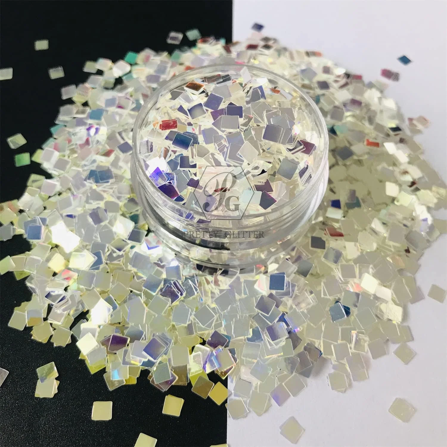PrettyG - پولک های مربعی 3 میلی متری - مناسب برای آرایش صورت، بدن و طراحی ناخن - 10 گرم در هر بسته