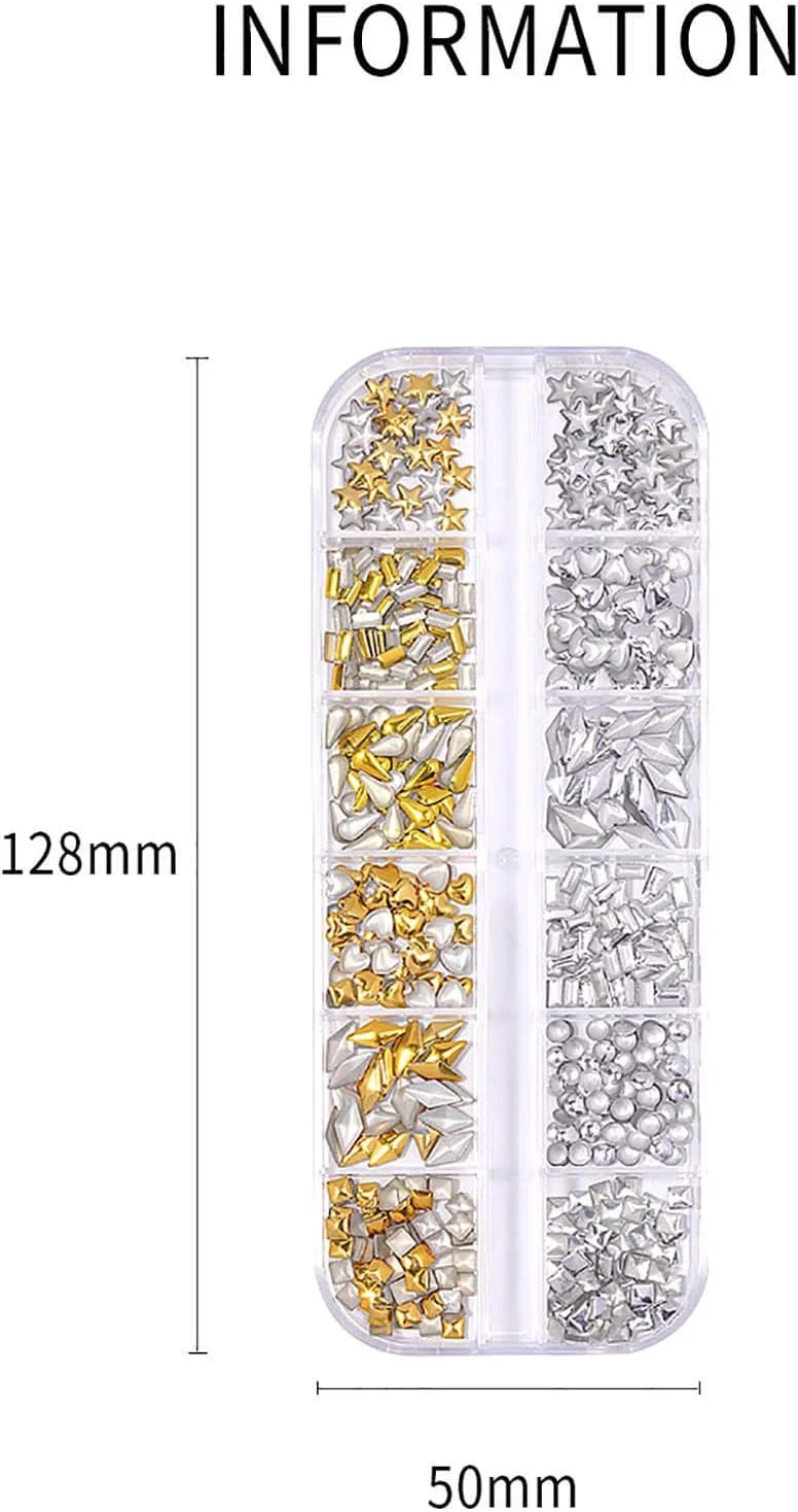 پولک ناخن اکلیلی، طلایی صورتی، طرح های پروانه و قلب، لوازم طراحی ناخن، پولک های تزئینی برای طراحی ناخن، فویل براق لاک ناخن (B-A, تک سایز)