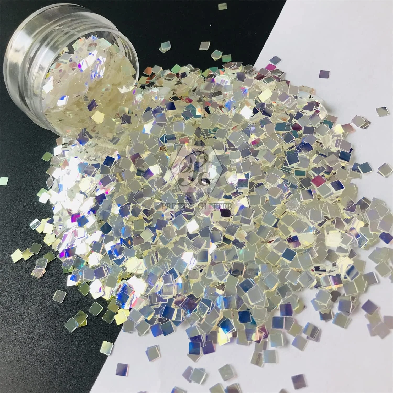 PrettyG - پولک های مربعی 3 میلی متری - مناسب برای آرایش صورت، بدن و طراحی ناخن - 10 گرم در هر بسته