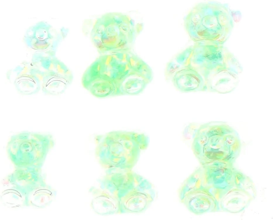 نگین ناخن رزینی طرح خرس کیوت سه بعدی اکلیلی، مناسب طراحی ناخن، بسته 6 عددی