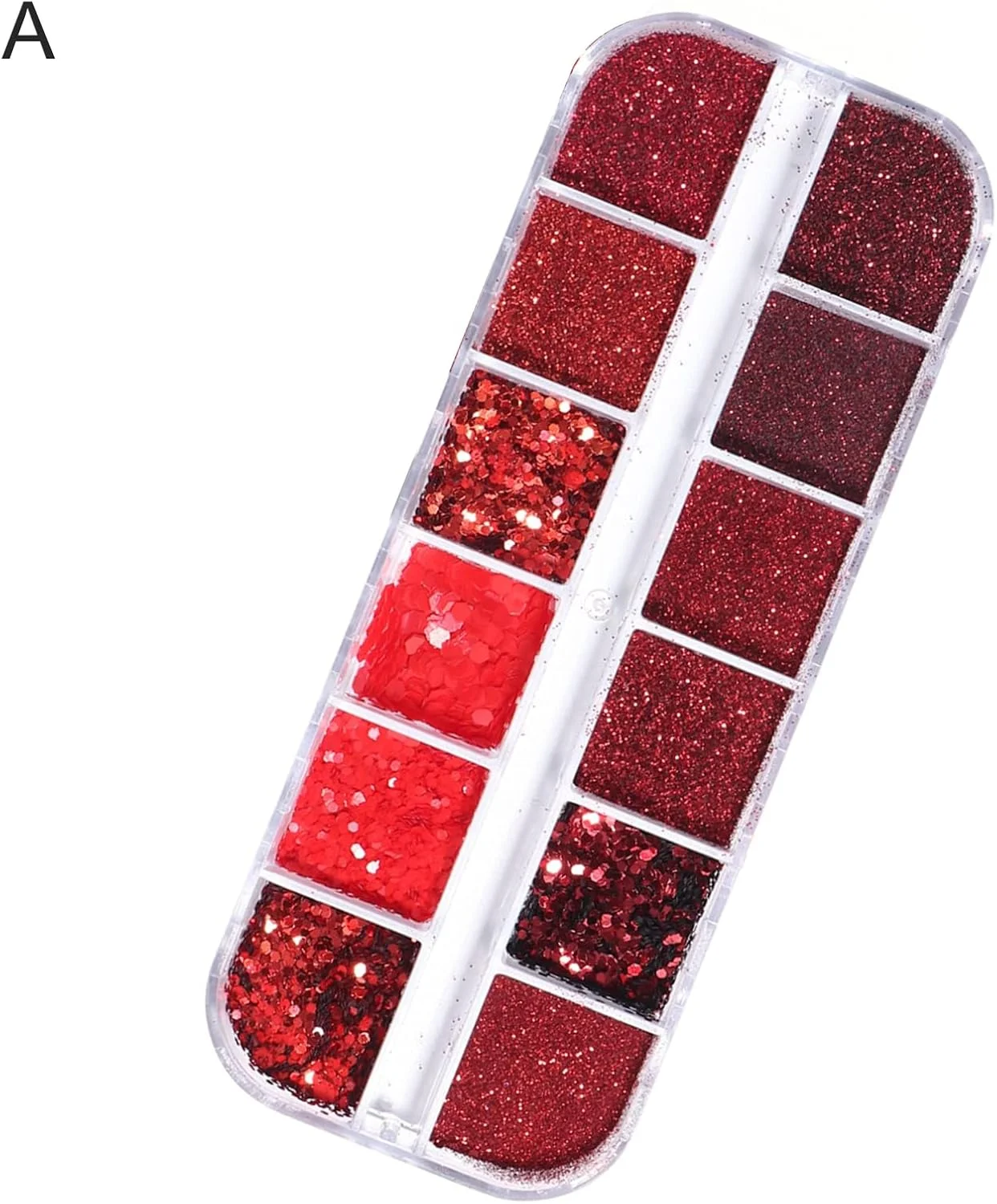اکلیل ناخن قرمز سال نو برای مانیکور، با کاربری آسان، ماندگاری طولانی، سطح براق و زیبا، 12 محفظه در هر جعبه، مدل A