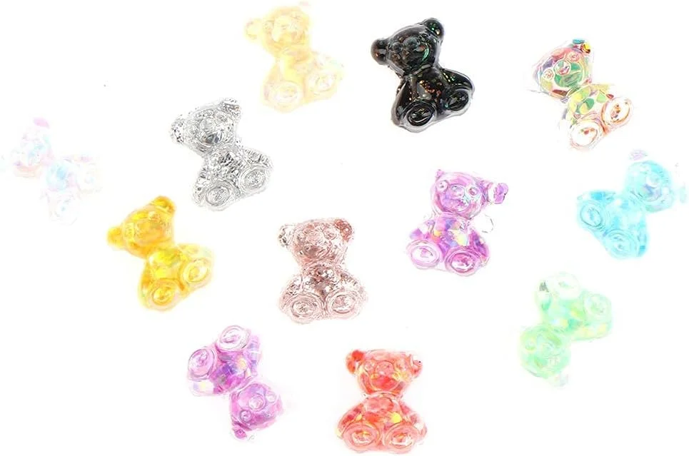 نگین ناخن خرسی سه بعدی اکلیلی رزینی 6 عددی، طراحی ناخن دست ساز رنگارنگ